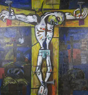 Jan van Holthe - Olieverf op doek, Kruisiging - Ingelijst (Zeer groot) kopen? Bied vanaf 100!