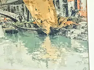Hans Figura - Farb Radierung Aquatinta auf Seide Brücke in Venedig 50er Jahre handsigniert kopen? Bied vanaf 220!
