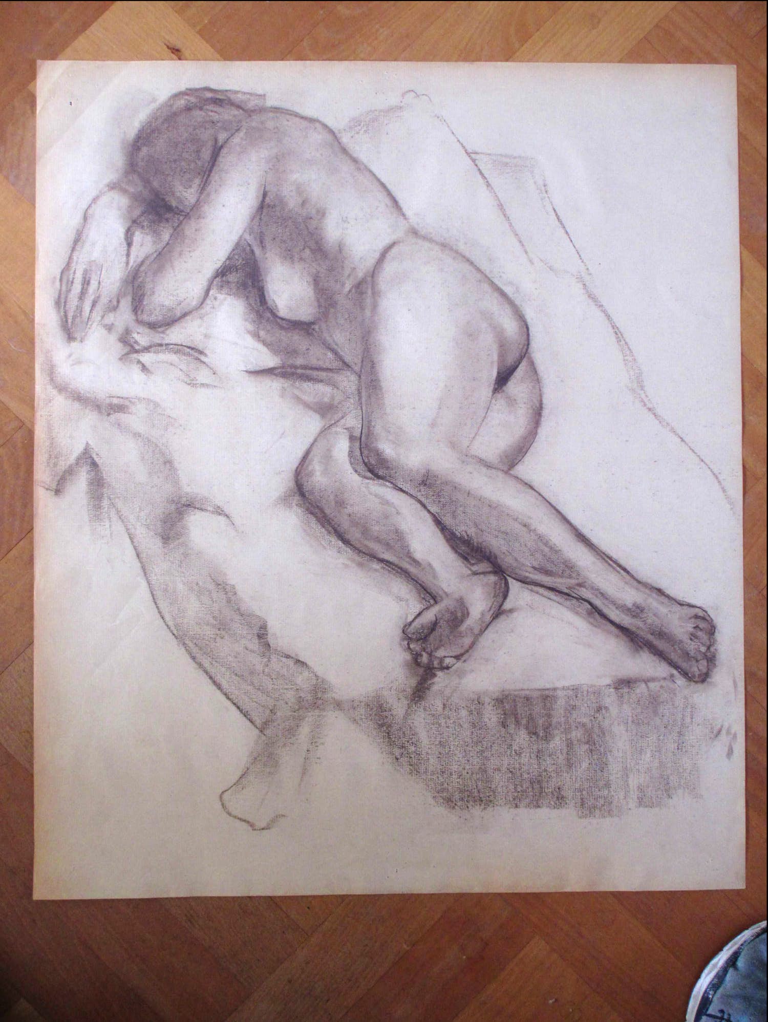 Niet of onleesbaar gesigneerd - Liggend Naakt - Tekening/houtskool kopen? Bied vanaf 1!