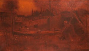 Henri van Daalhoff - Olieverf op doek, Landschap met musicerende figuur - Ingelijst kopen? Bied vanaf 250!