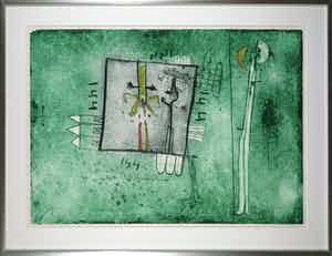 Michel van Overbeeke - Kleurenets met bladgoud, Honderdvierenveertig - Ingelijst (Groot) verkocht voor € 80!