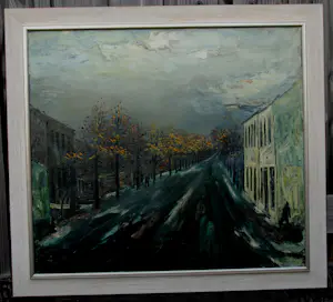 Charles Eyck - Ingelijste olieverf op doek: Straat te Valkenburg kopen? Bied vanaf 1995!