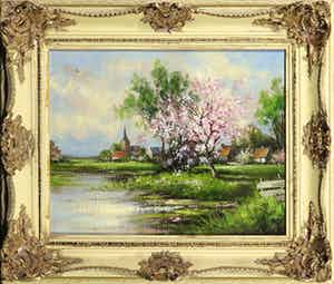 Toon Wildeboer - Olieverf op doek, Landschap - Ingelijst verkocht voor € 40!