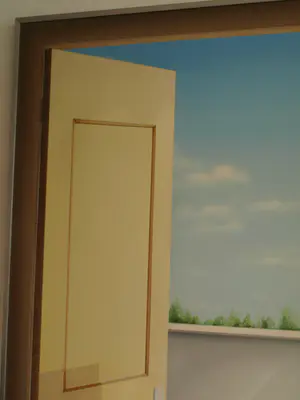 Kees Gerritse - Trompe-l'oeil : Open deur - olieverf op doek – 1974 – Ingelijst, 140 x 70 cm. kopen? Bied vanaf 400!