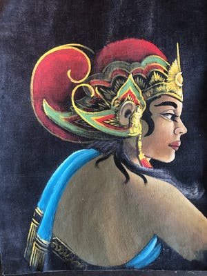 Niet of onleesbaar gesigneerd - Balinese dansers (2 schilderijen m/v) kopen? Bied vanaf 1!