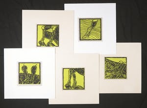 Leo van Nassau - Lot van 5 linosnedes, Tussen hemel en aarde kopen? Bied vanaf 1!