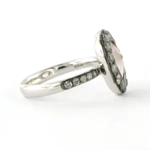18k witgouden ring met roze kwarts en briljant geslepen diamanten tot. 0.50ct kopen? Bied vanaf 760!