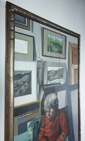 Janus Nuiten - Olieverf op doek, Portret in atelier - Ingelijst kopen? Bied vanaf 150!