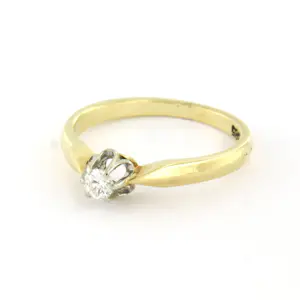 14k bicolour gouden solitair ring met briljant geslepen diamant tot. 0.10ct kopen? Bied vanaf 210!