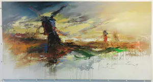 Jochum Bakker - Acryl op doek, Landschap met molens (Zeer groot!) kopen? Bied vanaf 350!