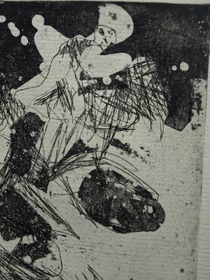 Jan Sierhuis - Ingelijste ets , Familie aan het strand - 1962 kopen? Bied vanaf 50!