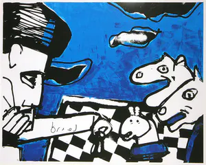 Herman Brood - Kleurenzeefdruk CHESS Handgesigneerd---ZEER GROOT!!! kopen? Bied vanaf 1!