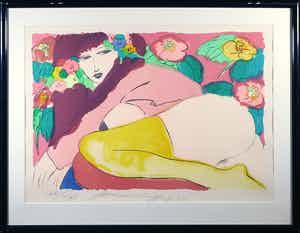 Walasse Ting - Zeefdruk, Zonder titel - Ingelijst (Groot) verkocht voor € 500!