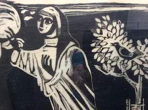 Marianne van der Heijden - hout/lino snede - ingelijst kopen? Bied vanaf 50!