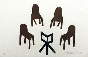 Klaas Gubbels - houtdruk op geschept papier - ‘Hongaars Kwartet’ - 2006 verkocht voor € 375!