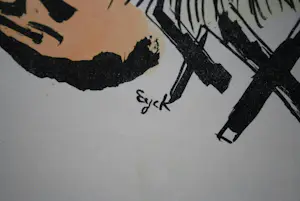 Charles Eyck - Christelijke scene - fraai ingelijste kleurenlitho - extra: schetsboek kopen? Bied vanaf 75!