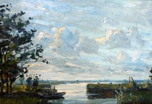 Hans Vermolen - Rivierenlandschap met bootje kopen? Bied vanaf 50!