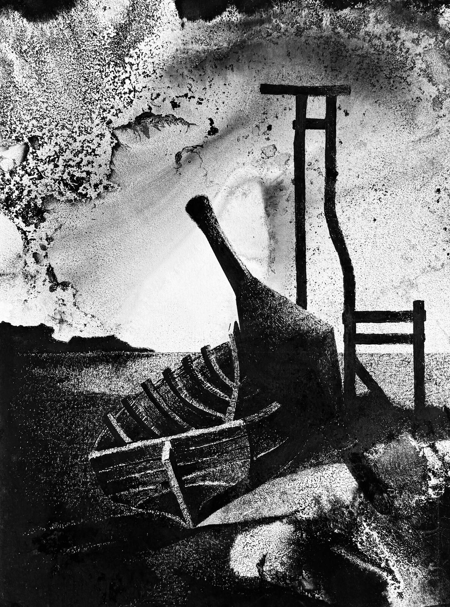 Eugène Eechaut - Wunderschöne Tuschearbeit, ein im Hafen gestrandetes Boot – Expo Pfeiffer Brüssel kopen? Bied vanaf 50!