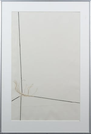 Marijke de Goey - Lijnencompositie van touw op/achter papier (drieluik) - Ingelijst kopen? Bied vanaf 100!