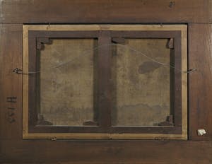 Cornelis Huysmans - 17e eeuw - Olieverf op doek - Heuvellandschap met droogstaande rivierbedding - Ingelijst kopen? Bied vanaf 800!