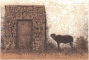 Simon Koene - Ram bij poort met hiërogliefen kopen? Bied vanaf 25!