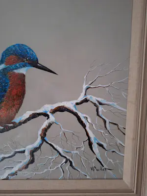 Henk Poeder - De ijsvogel op besneeuwde tak kopen? Bied vanaf 150!