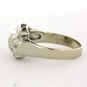 ARt DECO 18k witgouden ring met briljant en single cut geslepen diamant 0.50ct kopen? Bied vanaf 800!
