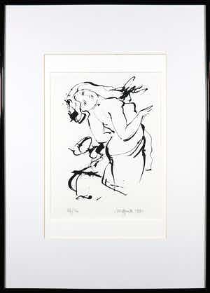 Nic Jonk - Zeefdruk, Zonder titel - Ingelijst verkocht voor € 50!