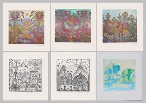 Volker Ritters - e.a: zes handgesigneerde zeefdrukken: Diverse composities kopen? Bied vanaf 1!