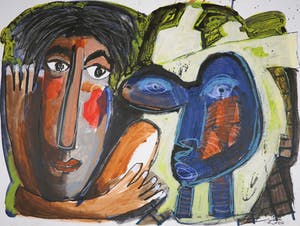 John Lie a Fo - Gemengde techniek op papier, Zonder titel kopen? Bied vanaf 150!