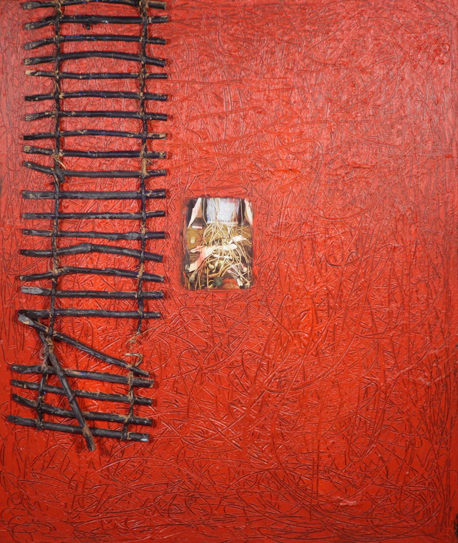 Marco den Breems - Acryl, collage en hout op doek, Zonder titel kopen? Bied vanaf 1!