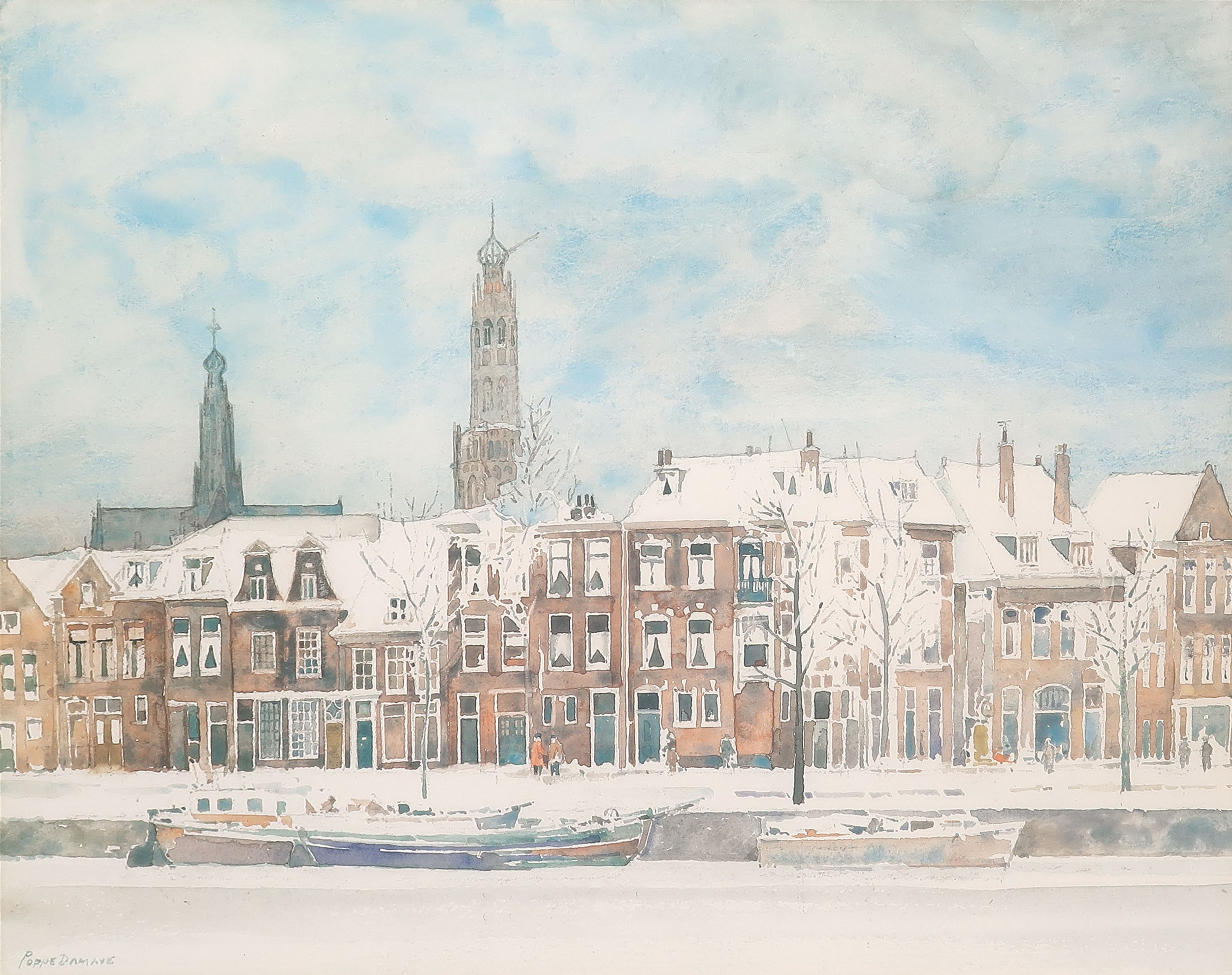 Poppe Damave - Aquarel, Het Spaarne - Ingelijst kopen? Bied vanaf 65!