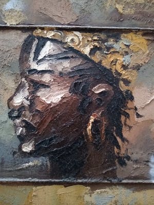 Niet of onleesbaar gesigneerd - Twee moderne Afrikaanse portretten kopen? Bied vanaf 1!