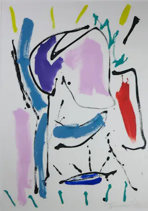 Bep Toscani - Acryl op papier, Zonder titel - Ingelijst kopen? Bied vanaf 60!