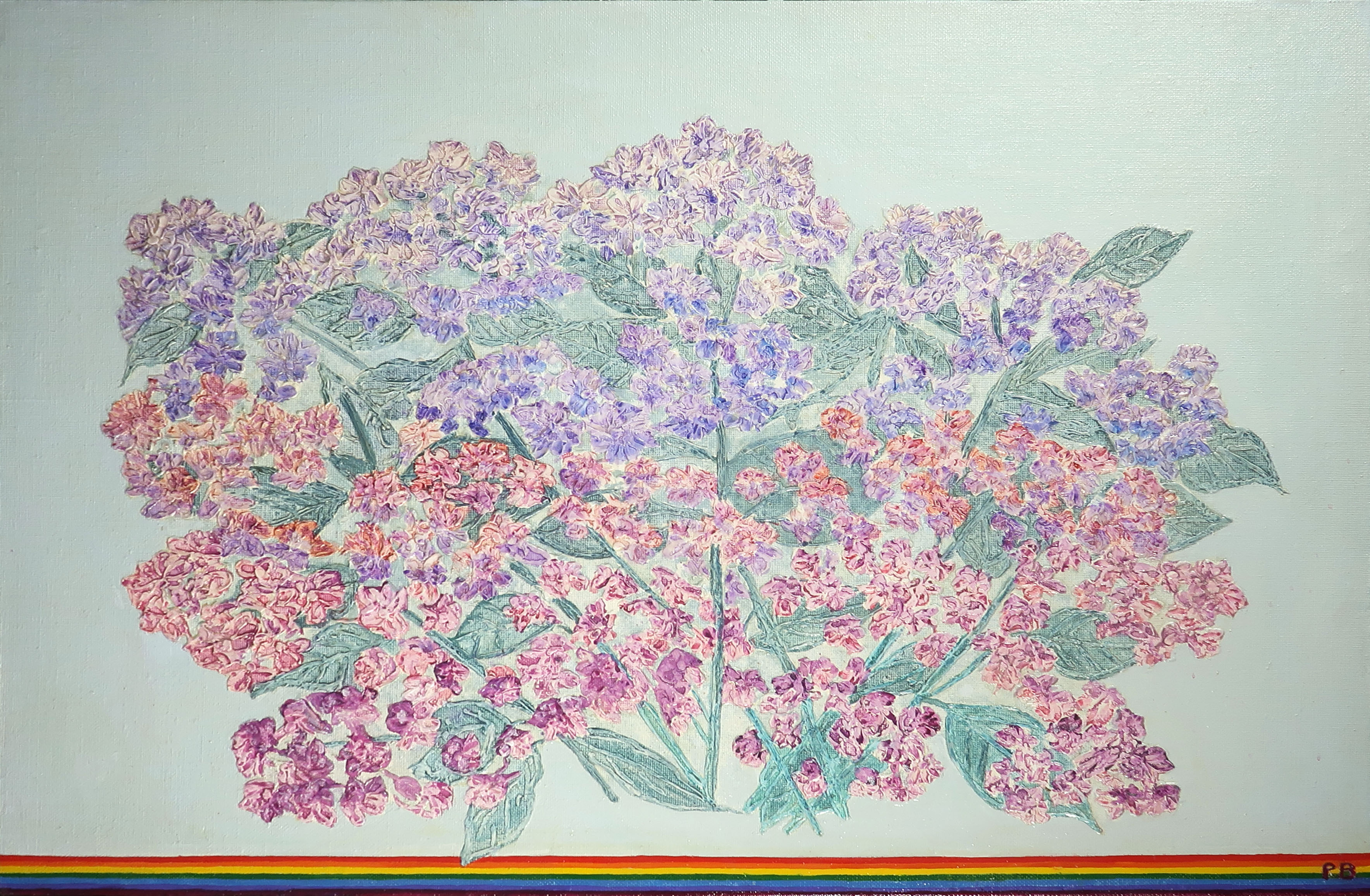 Niet of onleesbaar gesigneerd - Acryl op doek op board, Hortensia's (Groot) kopen? Bied vanaf 1!