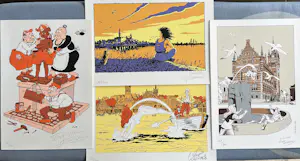 Jan Bosschaert - Lot van 4 gesigneerde zeefdrukken - striphelden - zelden aangeboden kopen? Bied vanaf 75!