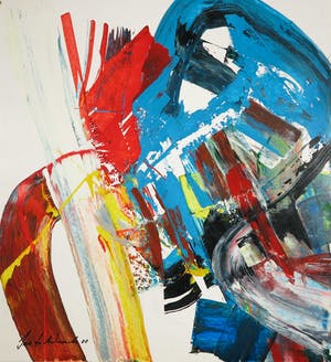 Jan te Wierik - Olieverf op papier, Z.T. Abstracte compositie kopen? Bied vanaf 150!