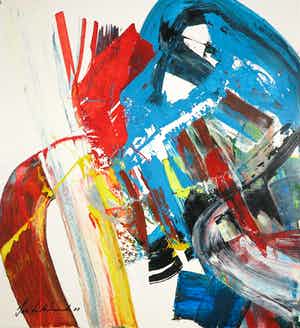 Jan te Wierik - Olieverf op papier, Z.T. Abstracte compositie verkocht voor € 150!