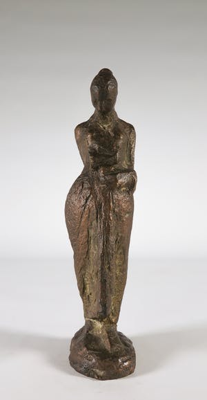 Srja Schoffelen - Sierlijk bronzen beeld van een zwangere vrouw kopen? Bied vanaf 350!