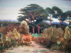 Niet of onleesbaar gesigneerd - Fraai "Avond" Pastel - 1930- "Aerdenhoutse duinen bij Bentveld" gesigneerd kopen? Bied vanaf 1!