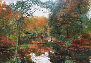 Albert Mulder - Brug over gebtroubleerd water , olieverf op doek (mooi ingelijst) kopen? Bied vanaf 1!