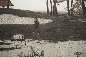 Tjeerd Bottema - Schaapskooi bij Ede - Ingelijste kleurets & aquatint - Incl.kunstboek Mijn Leven kopen? Bied vanaf 65!