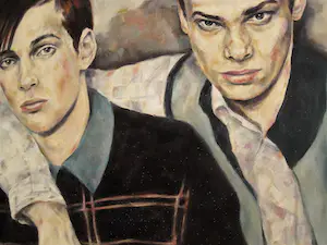 Niet of onleesbaar gesigneerd - Groot Duits? expressionistisch schilderij "jonge mannen" gesigneerd kopen? Bied vanaf 1!