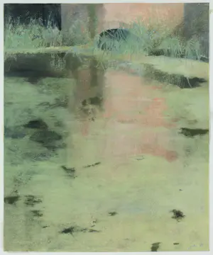 Buy Onbekend - Pastelkrijttekening, Landschap met water - Ingelijst? Bid from 35!