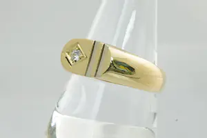 25 - massieve Retro 18 Krt bi-color gouden solitair ring met 0.05ct diamant kopen? Bied vanaf 330!