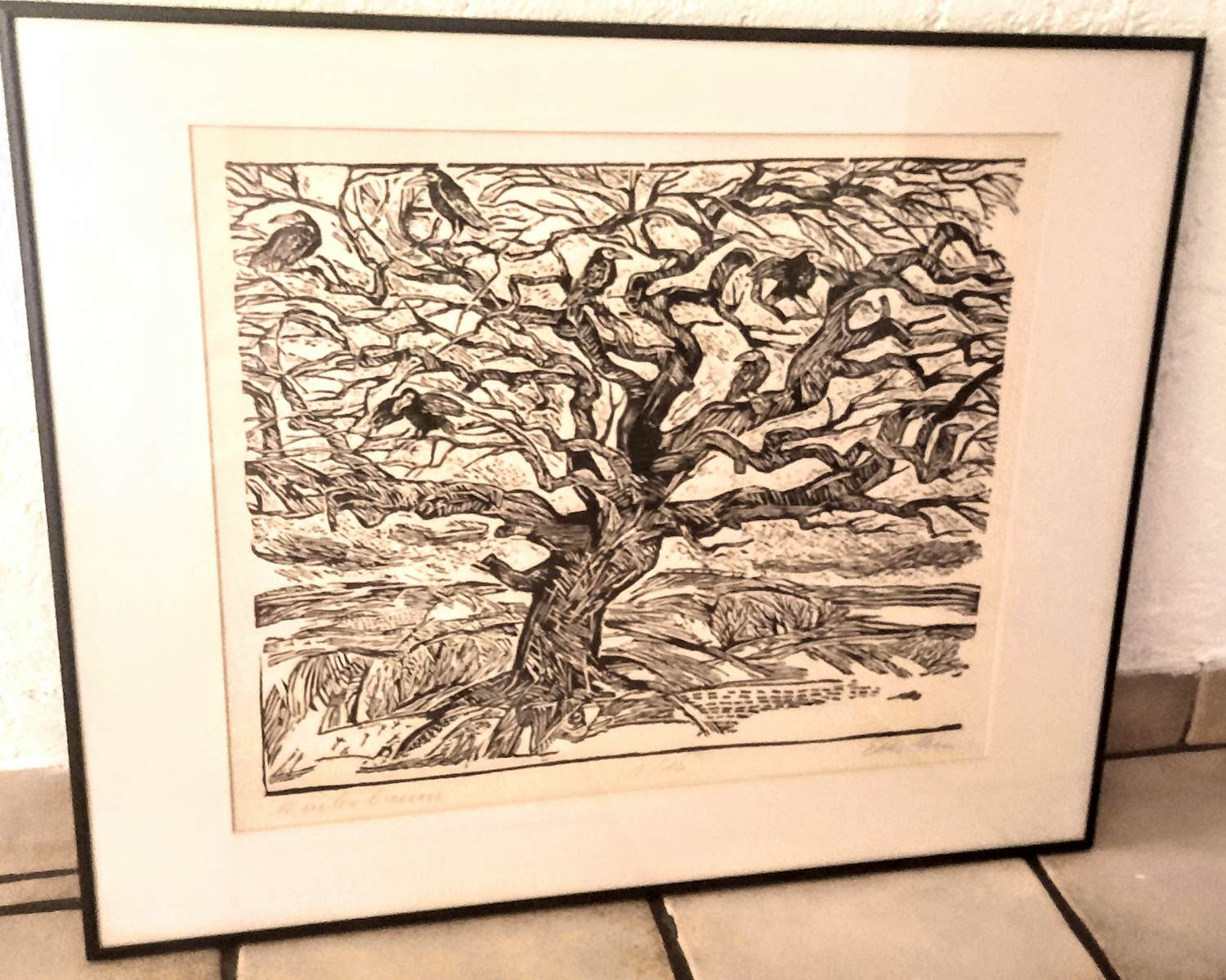 Klaus Eberlein - Holzschnitt "Winterbaum" handsigniert nummeriert 8/10 mit Rahmen G.41x50 cm kopen? Bied vanaf 180!