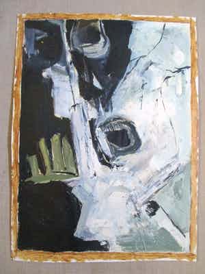 Albert Grosfeld - Schilderij op papier "Overgebleven bunker resten" verkocht voor € 35!