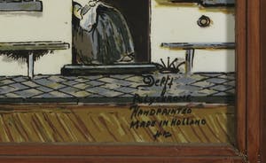 Nederlands Keramische Industrie (N.K.I.) - Tegeltableau, 't Straatje van Vermeer - Ingelijst kopen? Bied vanaf 1!