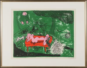 Corneille - Zeefdruk, Fenetre ouverte sur le divan rouge - Ingelijst kopen? Bied vanaf 300!