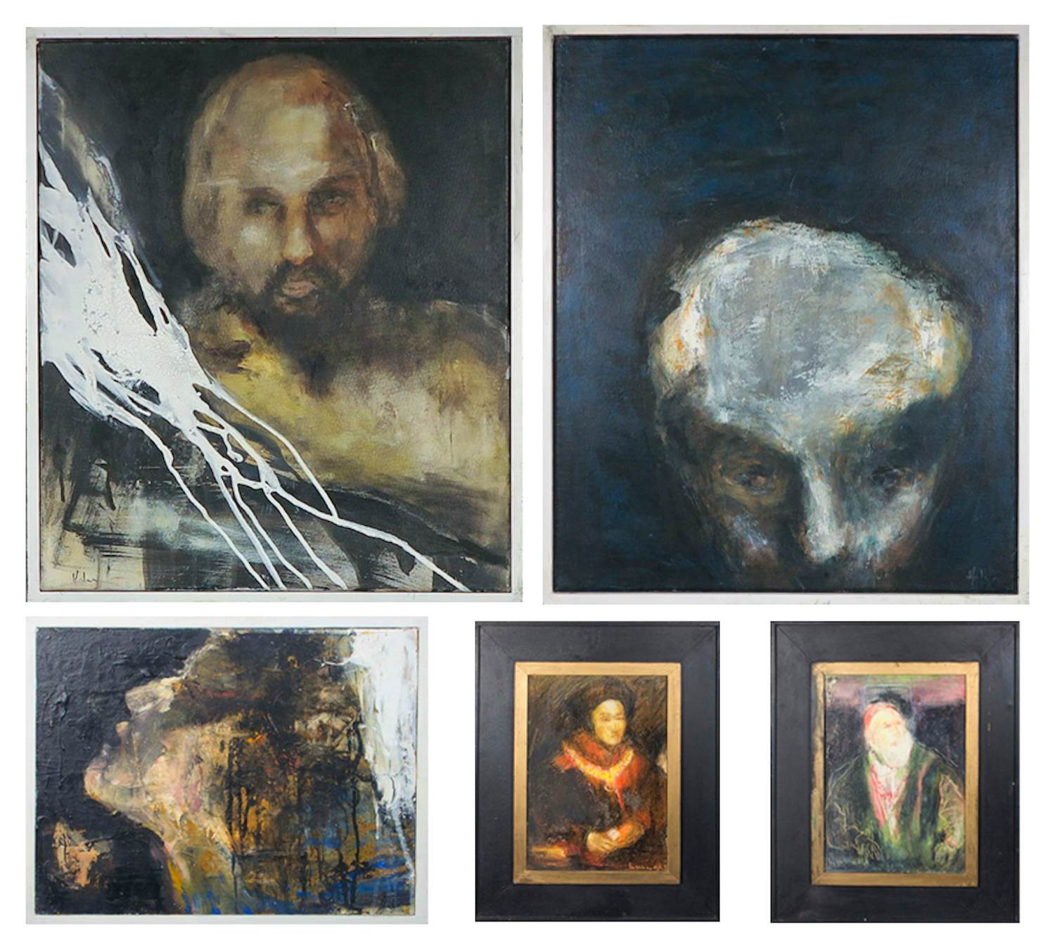 Helen Nieuwendijk - Gemengde techniek, Lot van vijf werken, Ingelijst verkocht voor € 50!